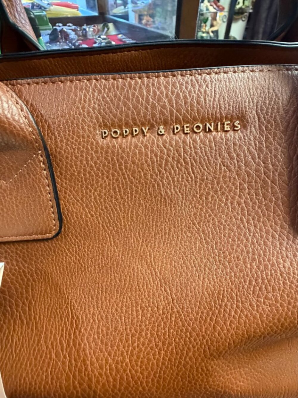 Poppy & Peonies Effortless Cognac Vegan Leather Satchel Bag NWT - Picture 11 of 11